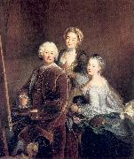 PESNE, Antoine The Artist at Work with his Two Daughters Sweden oil painting artist